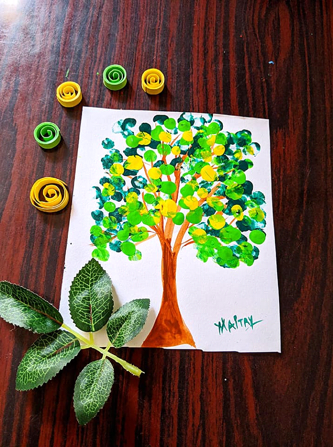 Tree Finger Drawing How to draw “Tree” with finger painting in easy way? – Maitry Shah